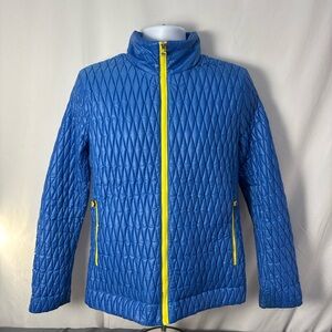 Rare Crocs Quilted Puffer Jacket Blue Yellow Zip Vintage Y2K Outerwear